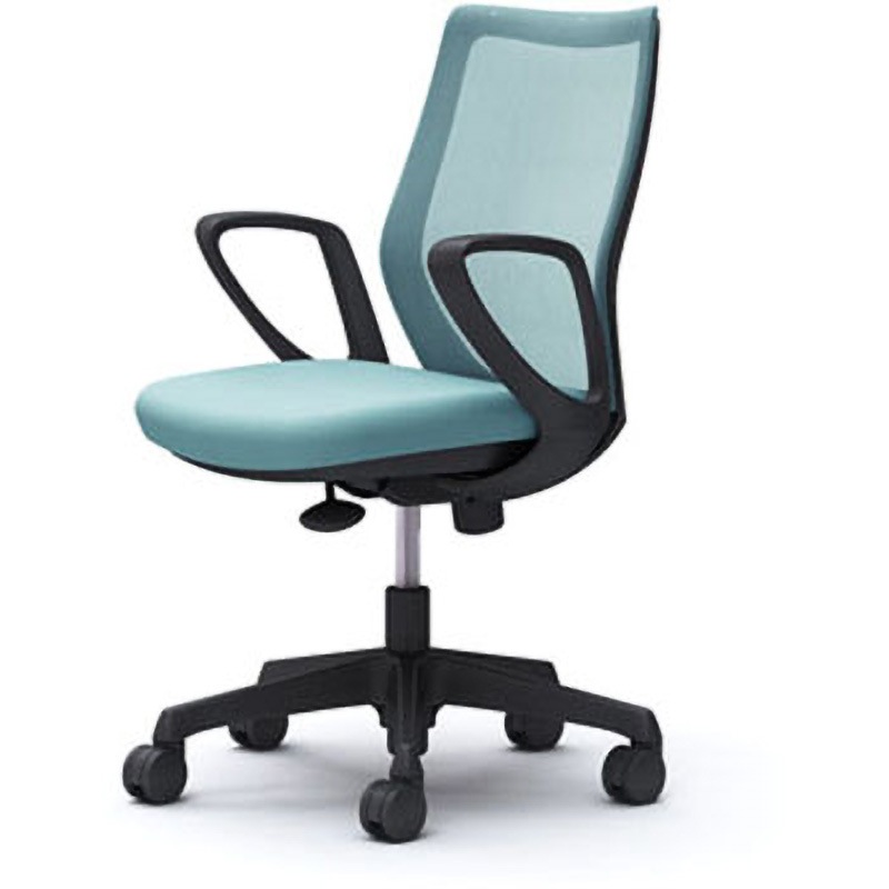 CG21ZR FZK6 CG-M オフィスチェア(固定肘・背メッシュ・ハンガー無) オカムラ(岡村製作所) 肘掛あり 材質樹脂脚 ブラック セージ色   CG21ZR FZK6