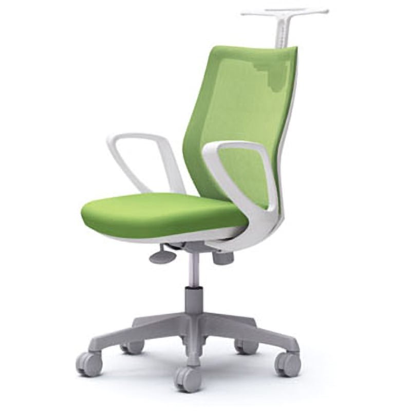 CG22WR FZK5 CG-M オフィスチェア(固定肘・背メッシュ・ハンガー有) オカムラ(岡村製作所) 材質樹脂脚 ホワイト ライムグリーン色   CG22WR FZK5