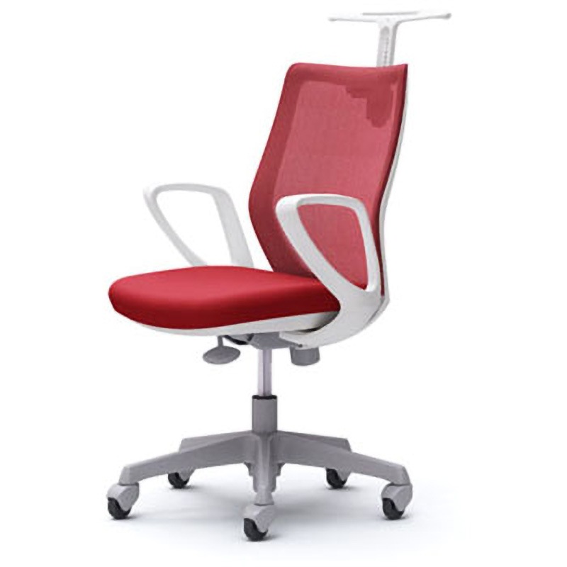 CG22XR FZK9 CG-M オフィスチェア(固定肘・背メッシュ・ハンガー有) オカムラ(岡村製作所) 材質樹脂脚 ホワイト レッド色   CG22XR FZK9