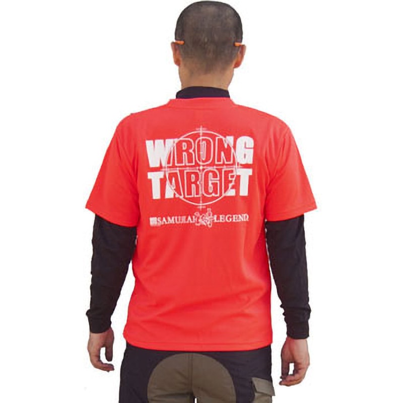 的じゃないTシャツ サムライレジェンド 蛍光オレンジ色 サイズL