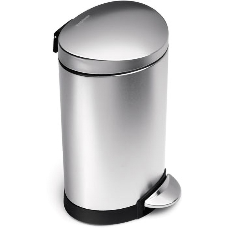 134 セミラウンドステップカン simplehuman 容量6L ペダル式 丸型 シルバー色 7,598円