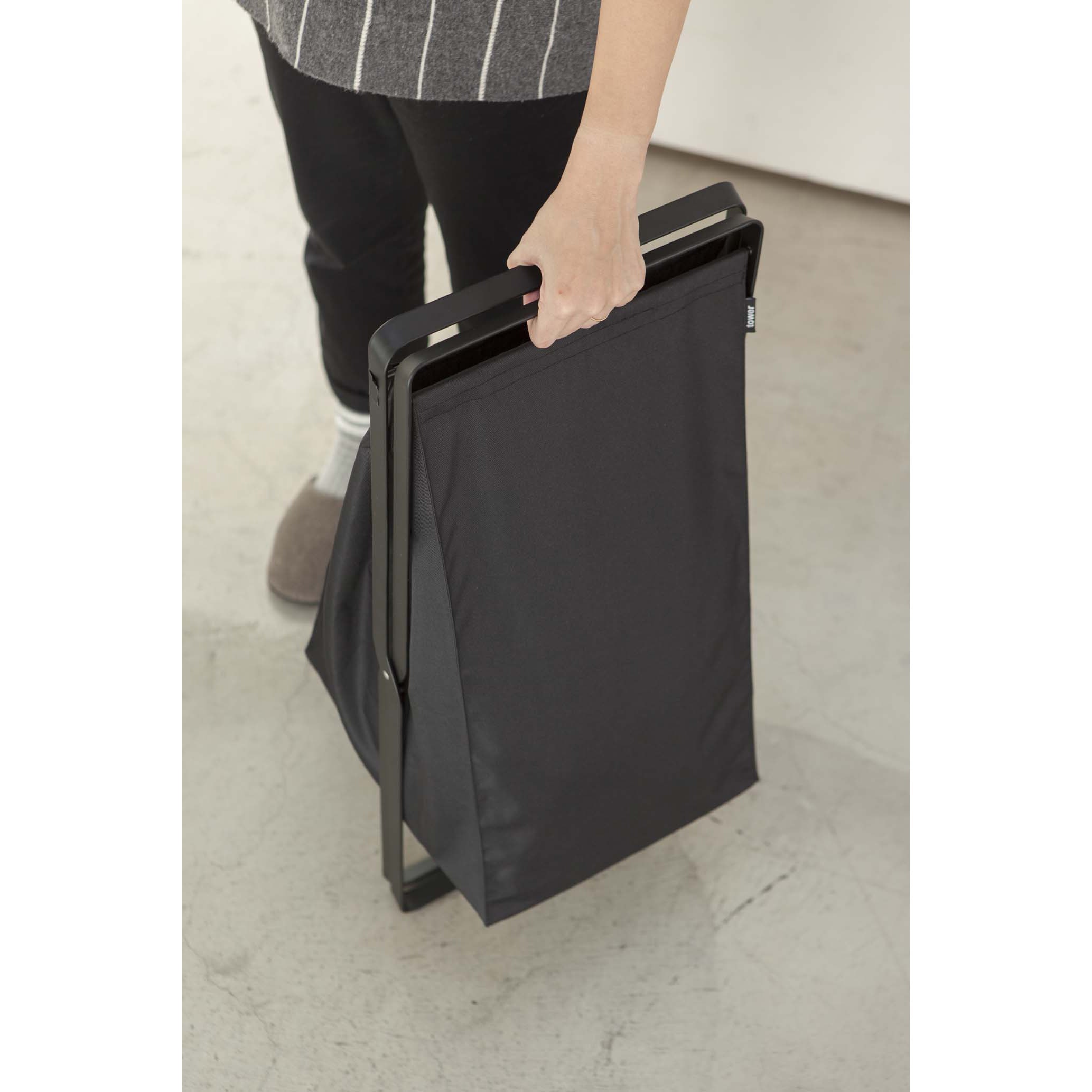 2485 ランドリーバスケット タワー 山崎実業 ブラック色 - 【通販