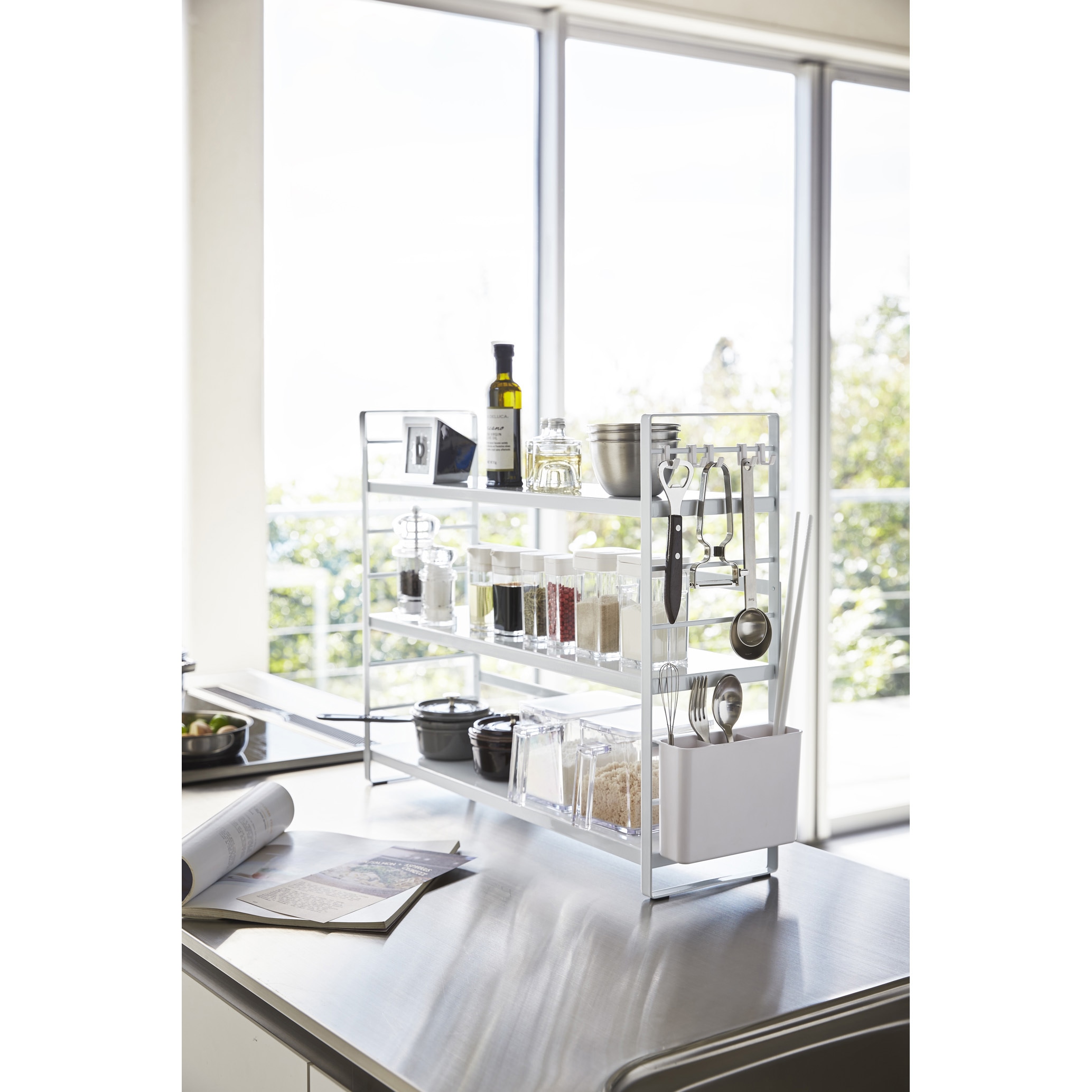 3257 シンク上キッチン収納ラック タワー 山崎実業 ホワイト色