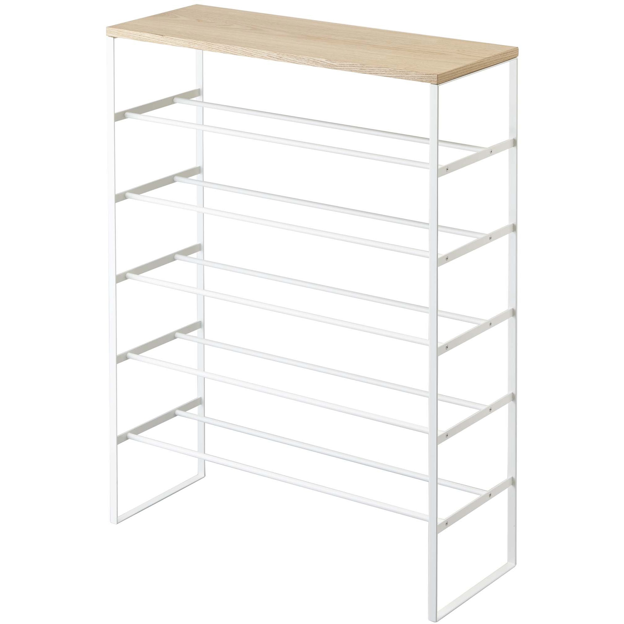 3369 天板付きシューズラック タワー 6段 山崎実業 ホワイト色  1個