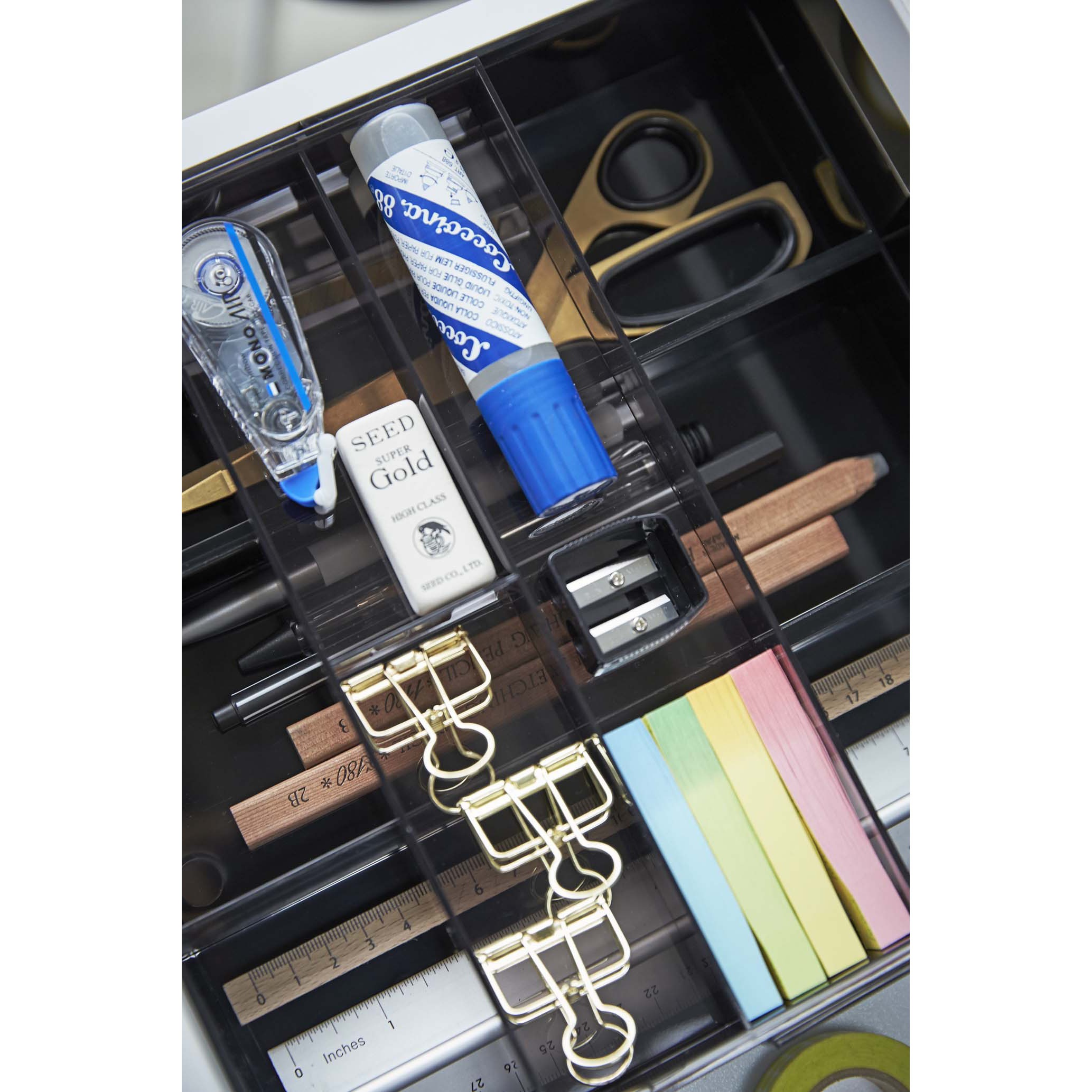 3442 伸縮&スライド デスクトレー タワー 山崎実業 ブラック色