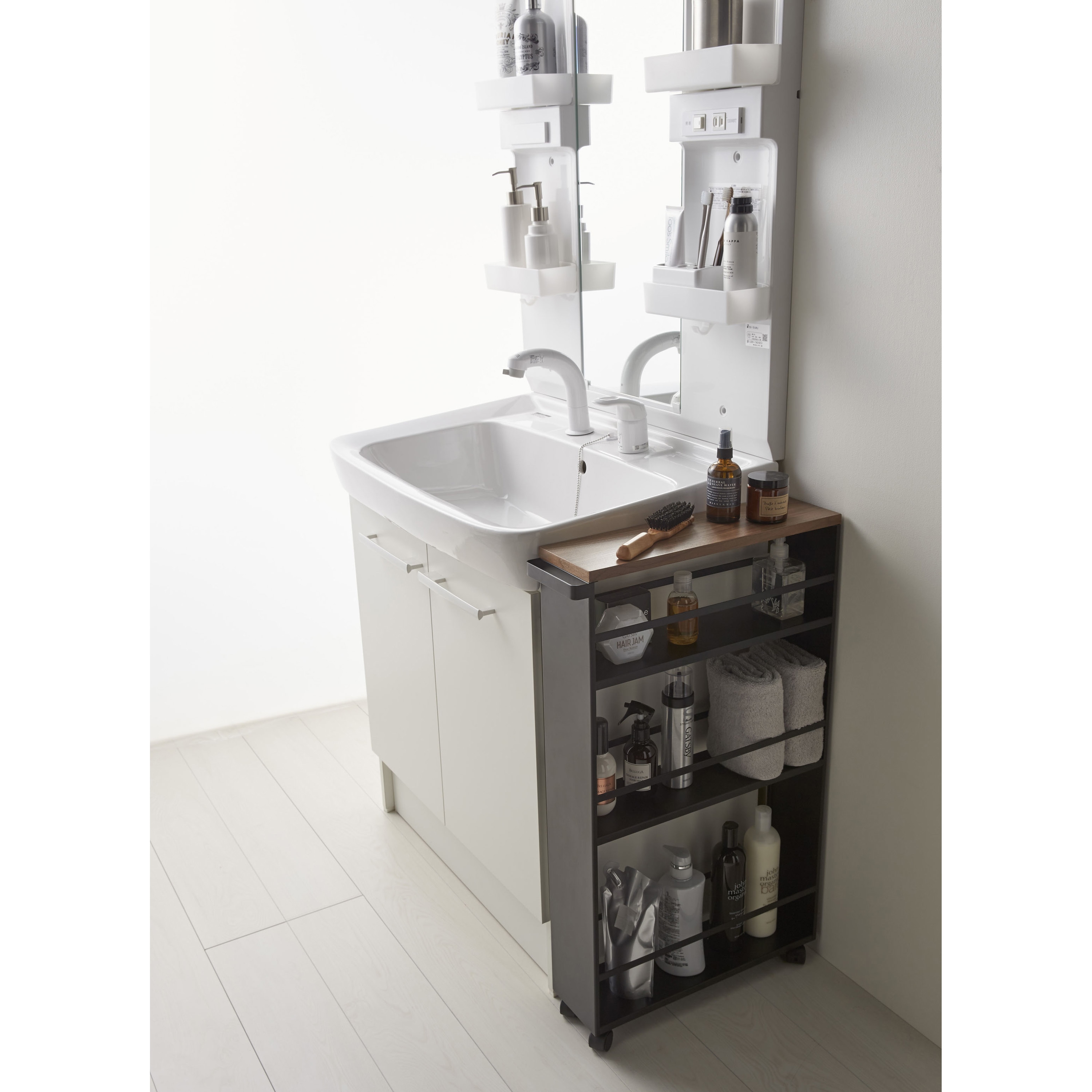 ハンドル付きスリムワゴン タワー 山崎実業 キッチンワゴン