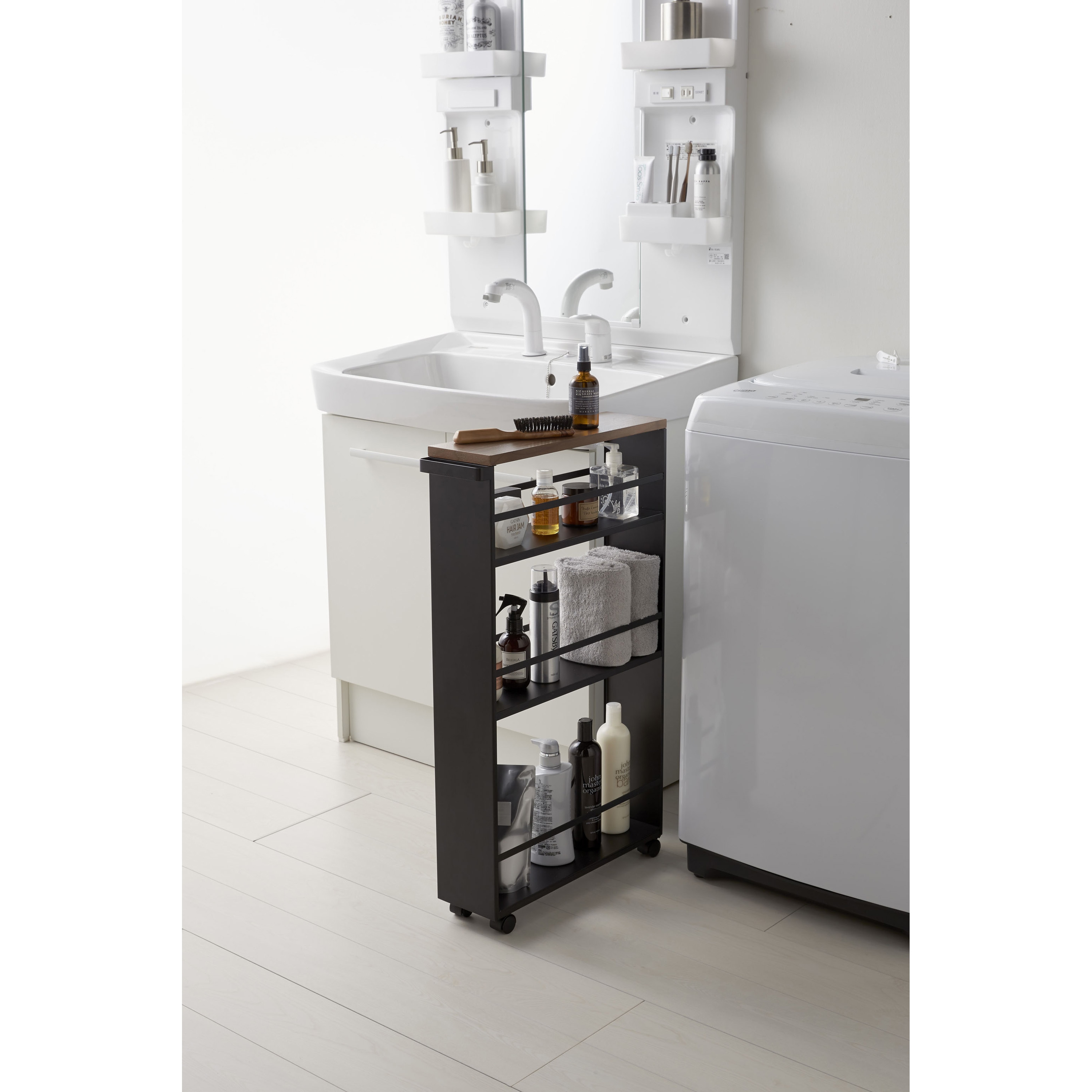 ハンドル付きスリムワゴン タワー 山崎実業 キッチンワゴン 【通販