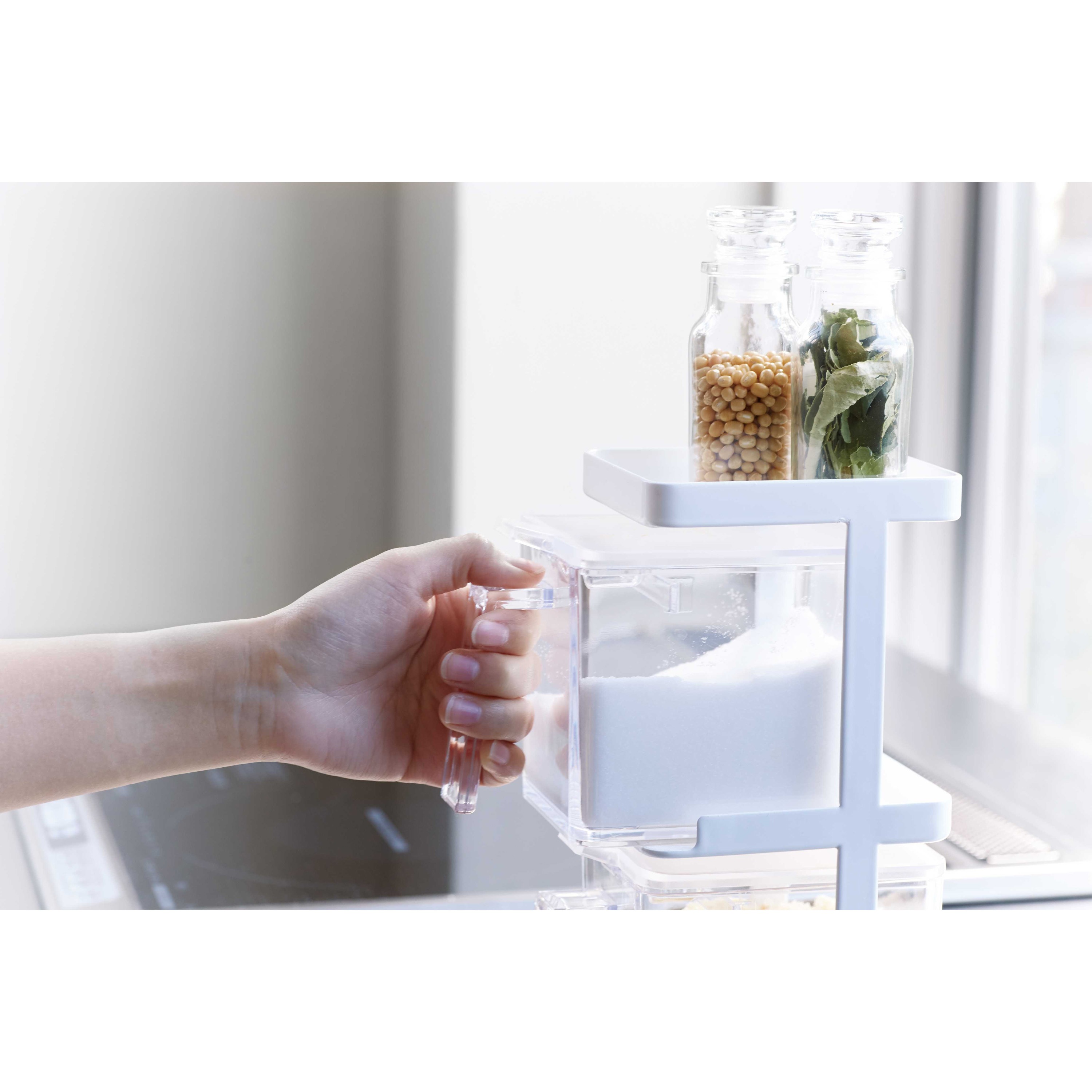 tower 調味料ラック 2段　収納【ホワイト】 3652 調味料ストッカー2個&ラック3段セット スリム タワー 山崎実業