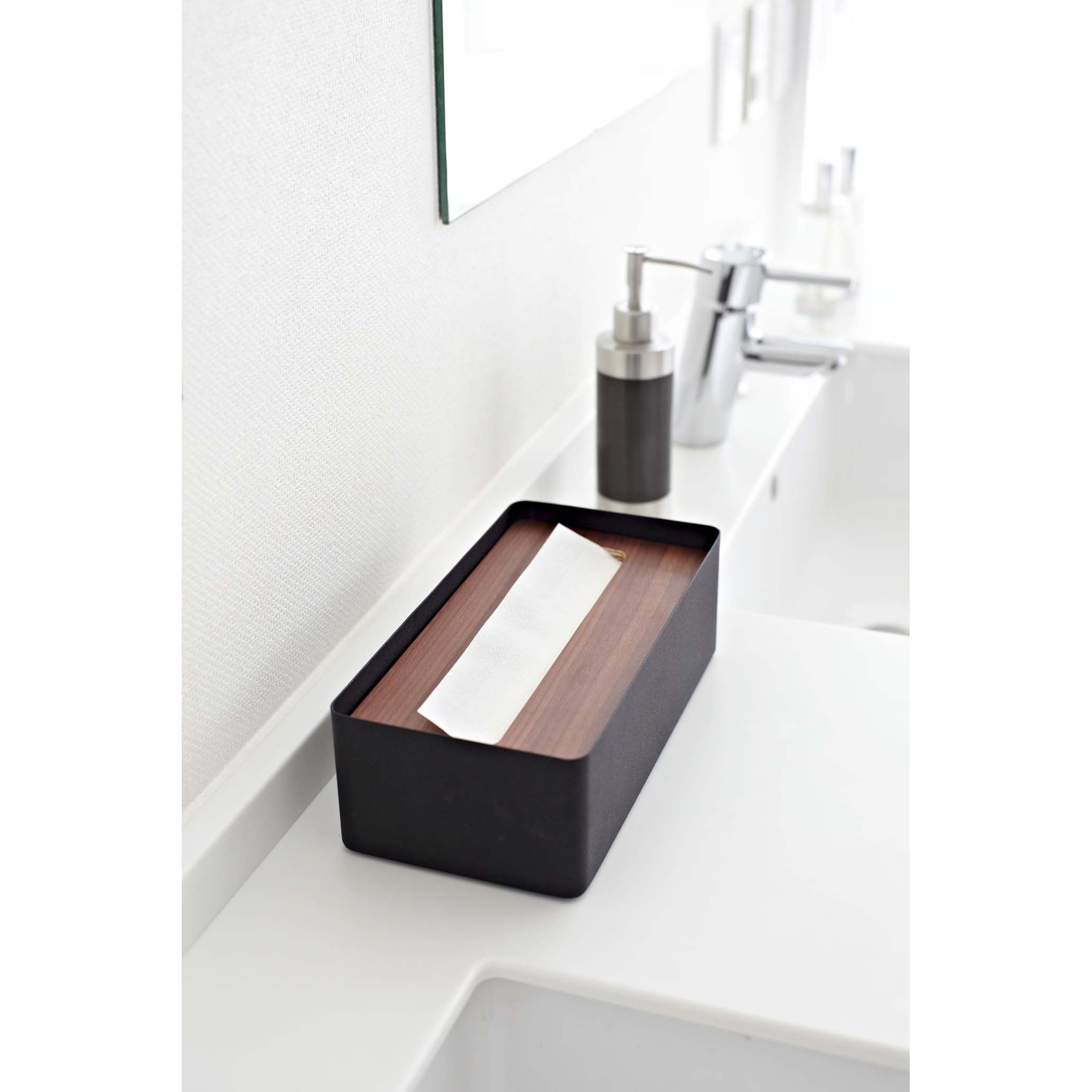 7729 蓋付きティッシュケース リン 山崎実業 ブラウン色 - 【通販