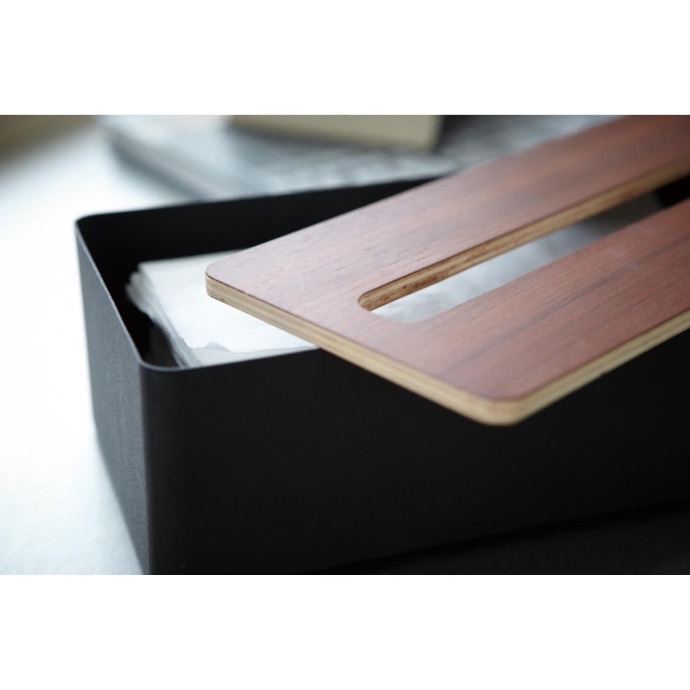 7729 蓋付きティッシュケース リン 山崎実業 ブラウン色 - 【通販