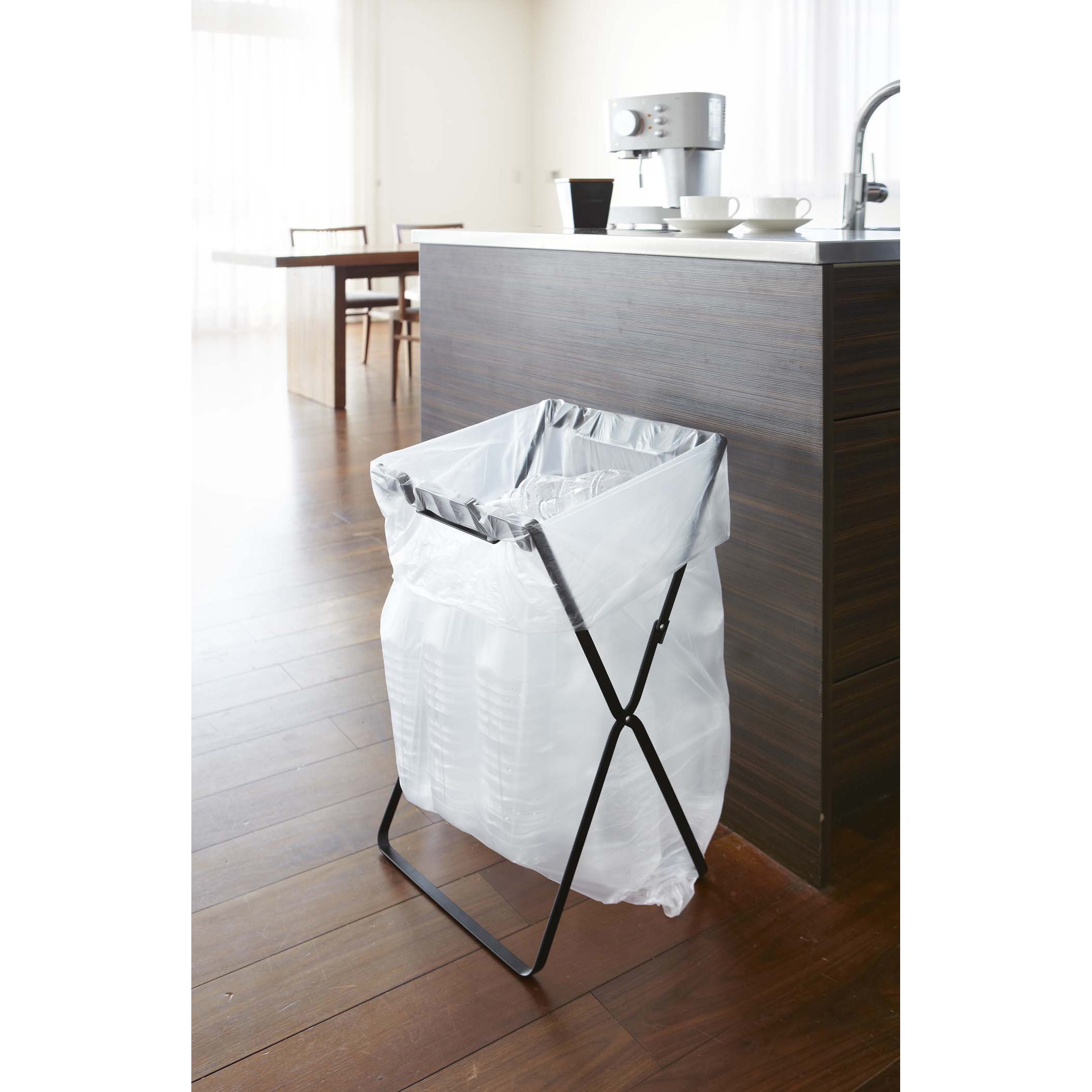 7909 ゴミ袋&レジ袋スタンド タワー 山崎実業 ブラック色 1個 - 【通販