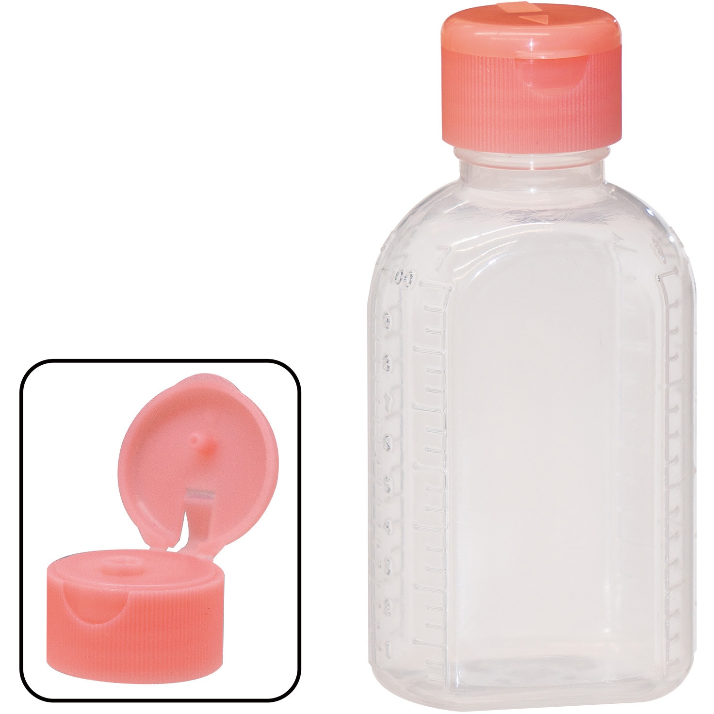 23020-005 ワンタッチキャップ付き小判投薬瓶(刻印目盛り) 金鵄製作所 容量100mL  1箱(200本) 23020-005