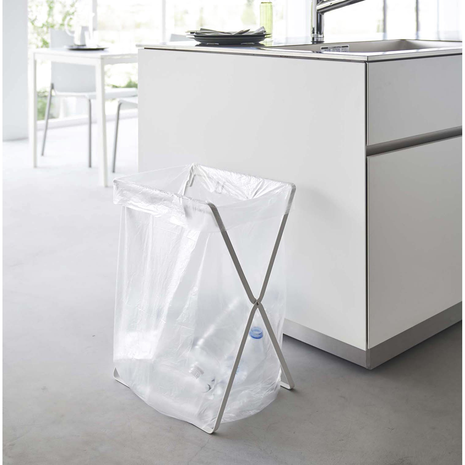 5714 tower タワー レジ袋3連&45Lゴミ袋スタンド 山崎実業 ホワイト色