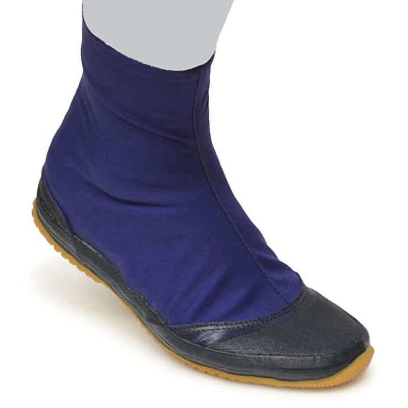 【 E719 】 コレクター放出品　明治時代～大正時代　アイヌ玉魚根付皮提げ袋 I-05 先丸マジック地下たびセミロング 荘快堂 紺色 足袋 ゴム