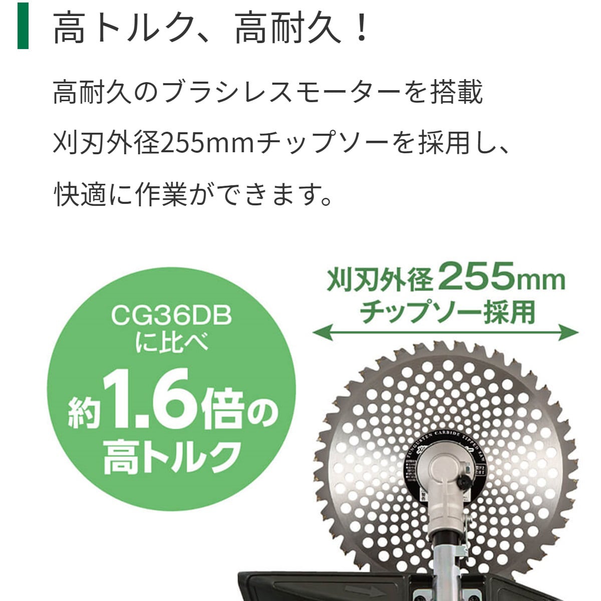 CG36DC (L)(NN) 36V コードレス刈払機 HiKOKI(旧日立工機) バッテリー容量4Ah 質量5.0(蓄電池装着時)kg  ループハンドル - 【通販モノタロウ】