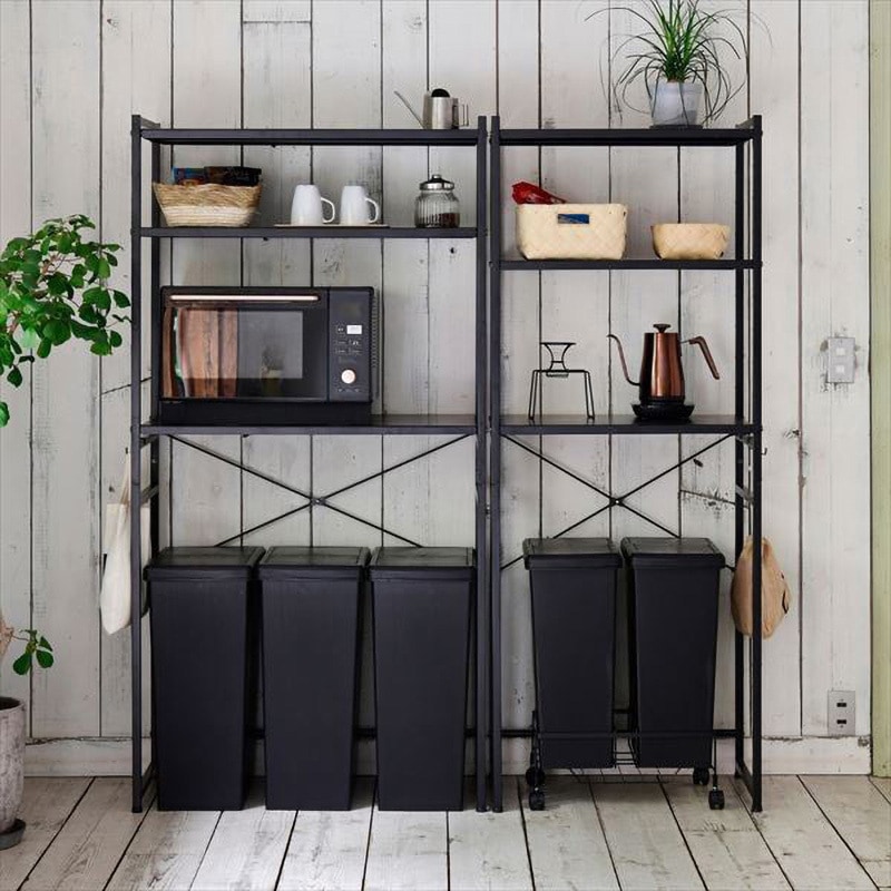 RPE-F853(BK) キッチンラック YAMAZEN(山善) ブラック色 幅850mm