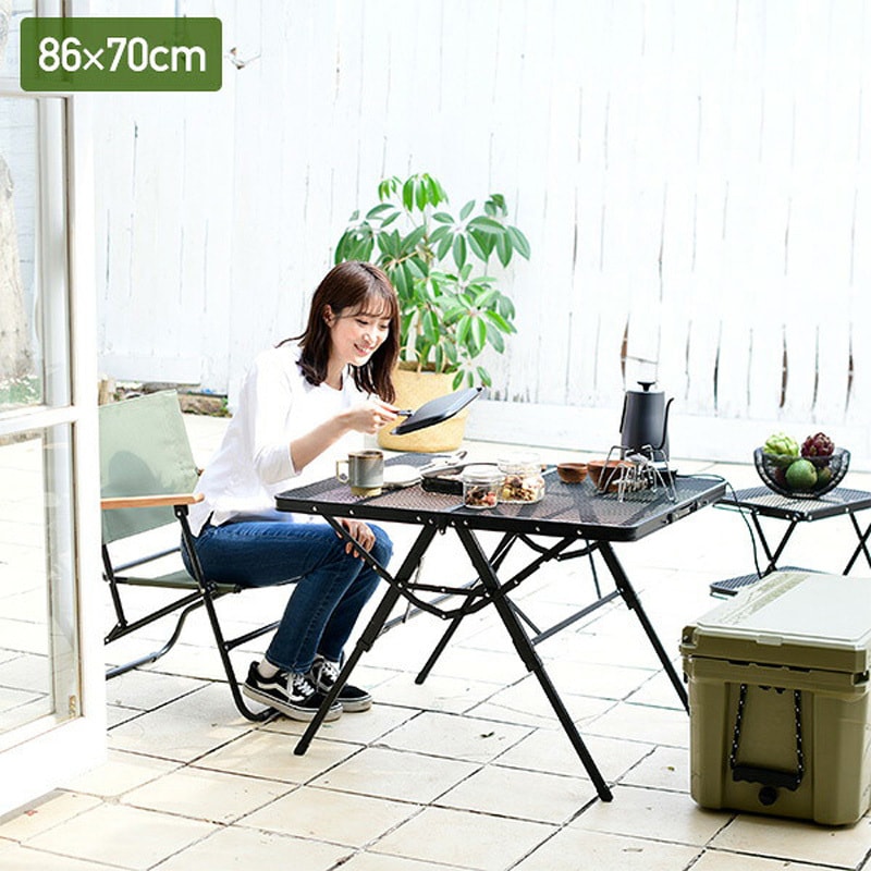 【週末値下】ON WAY/アウトドアテーブル3点セット TAT-8670(MBK) タフライトアクションテーブル YAMAZEN(山善) ブラック