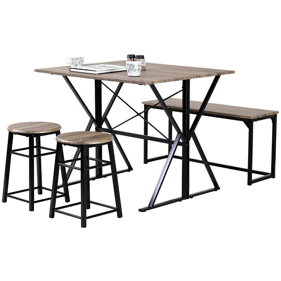 UNI-0002SET 折りたたみ ダイニングテーブルセット 4点 スツール2脚