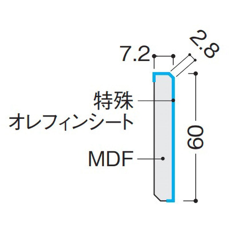 YNZ101-SK ハピアフロア石目柄 玄関造作材 玄関巾木 鏡面調 特殊加工化粧シート 大建工業 基材MDF ペンシルパテ同梱  寸法7.2×60×1910mm 1箱(4本) YNZ101-SK - 【通販モノタロウ】