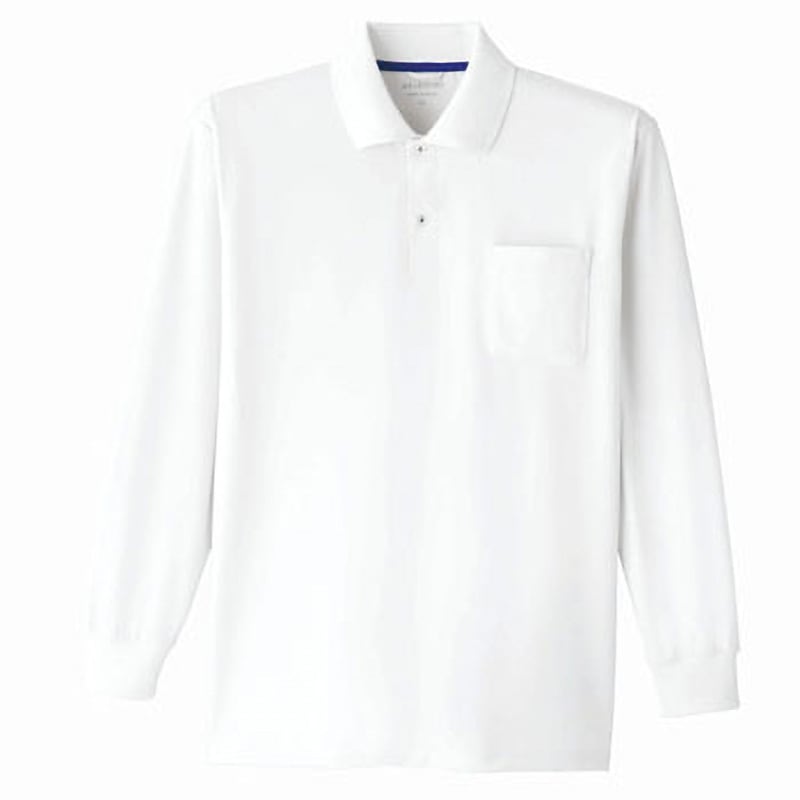 E0015 長袖ポロシャツ E0015 Asahicho(旭蝶繊維) ホワイト色 サイズ5L