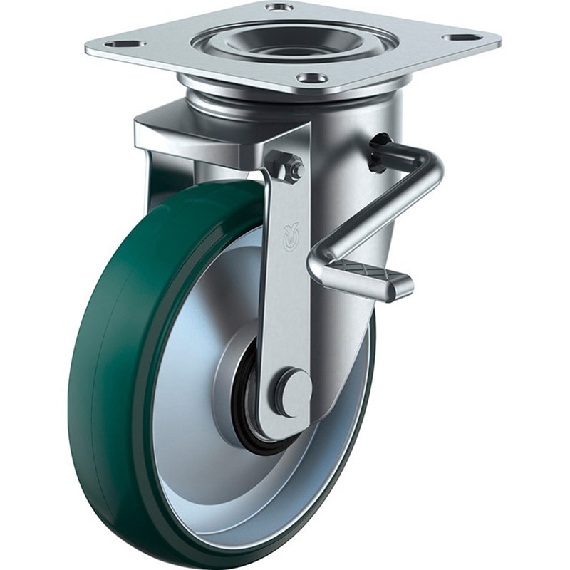 PMS-150UWBLBRINJ-E46 プレート式キャスター”PMシリーズ”(プレス製ウレタン車・始動性重視タイプ) 自在ダブルストッパー付 1個 ユーエイキャスター 【通販モノタロウ】