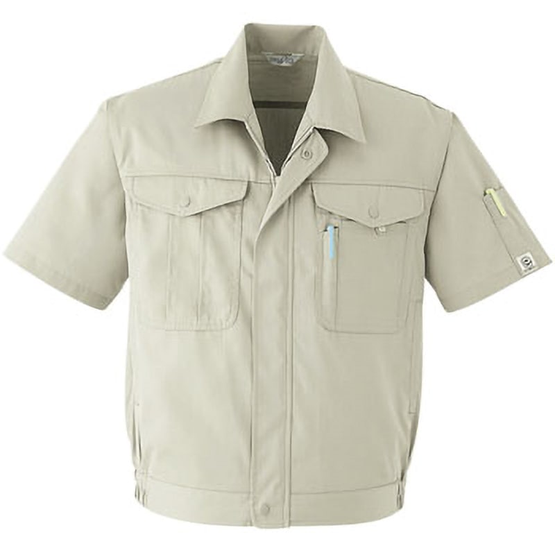 E036 半袖ブルゾン E036 Asahicho(旭蝶繊維) ベージュ色 6L着丈76cm 5,106円