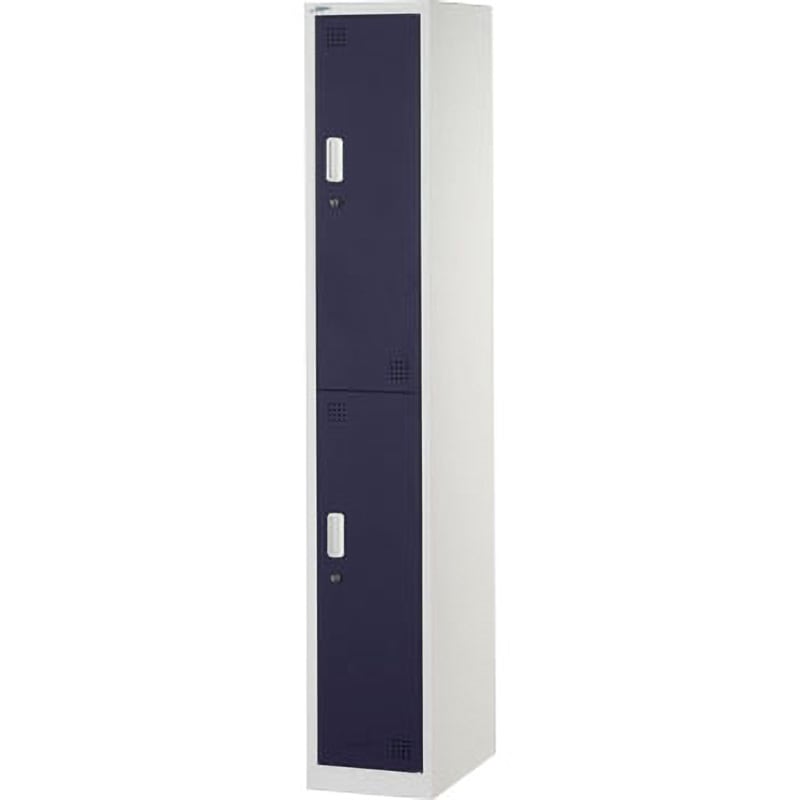 740216 省スペースロッカー スマイル(家具) 寸法300×500×1790mm 鍵あり 2人用 2段 ホワイト/ブルー色