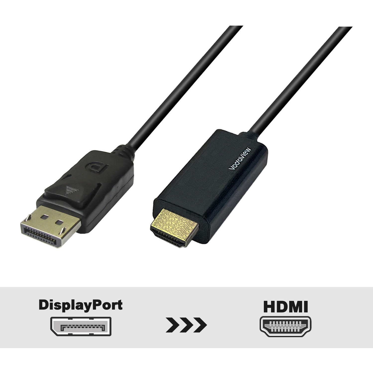 モニター本体 HDMIケーブル付き 黒 VV-DPHD050-B DisplayPort to HDMI ケーブル Vodaview 黒色 オス