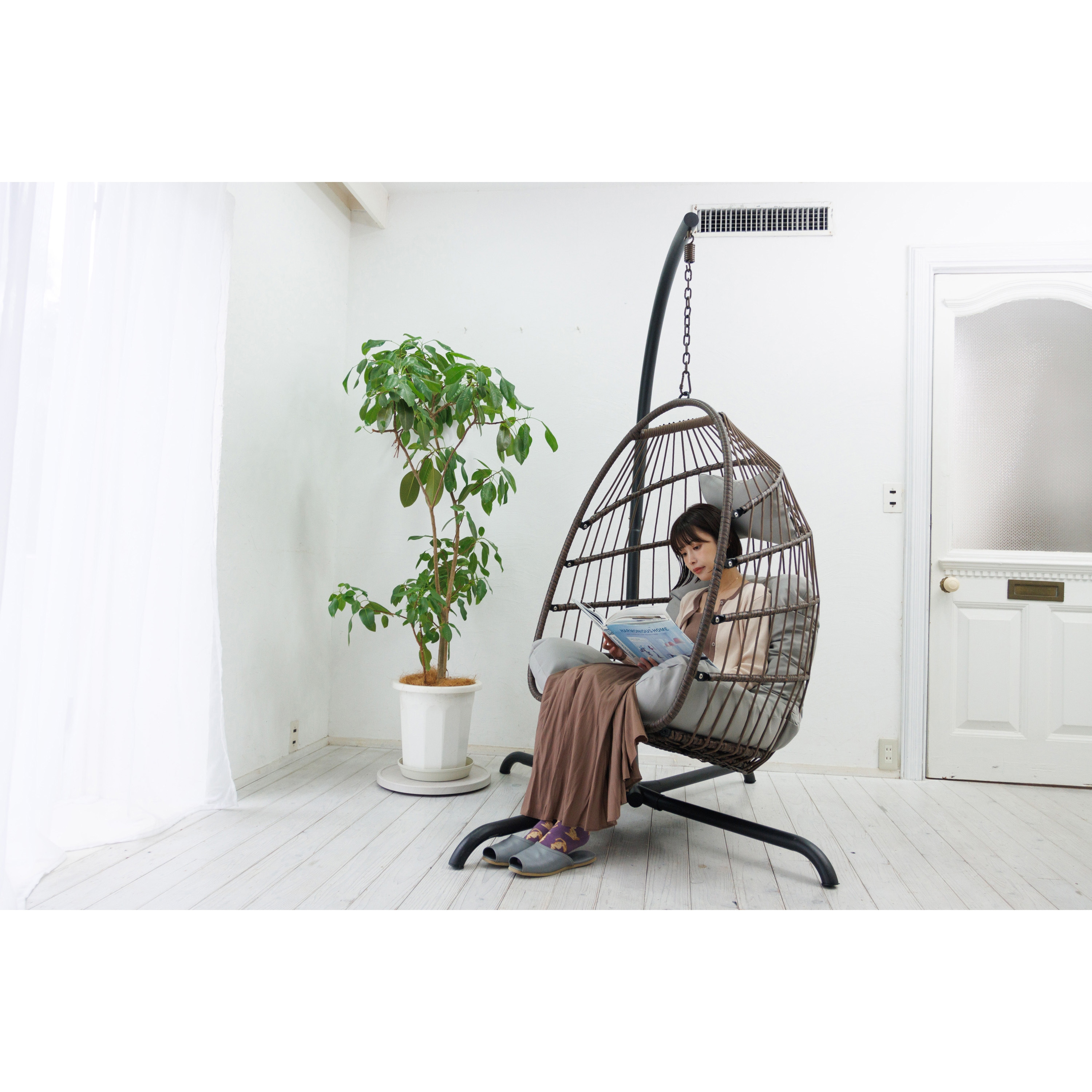 TAN-275(BR) ハンギングチェア COCOON 谷村実業 幅1000mm奥行1000mm高