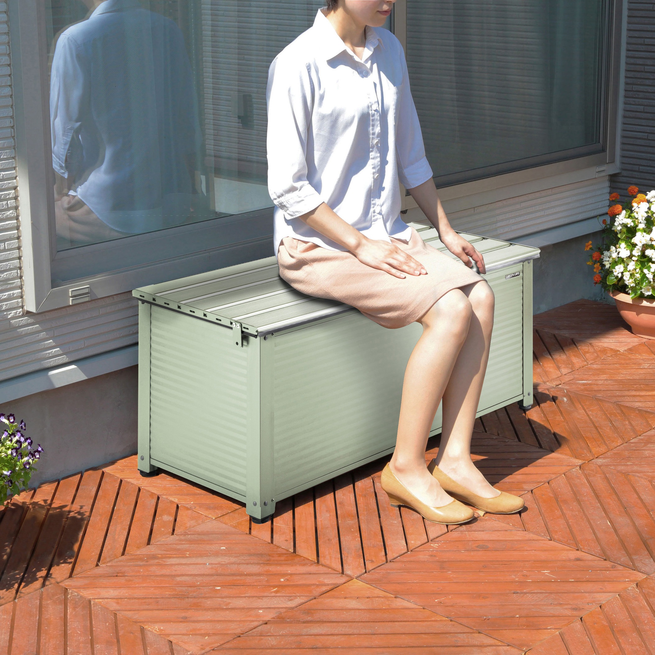 ABS-114P(MTG) アルミベンチストッカー グリーンライフ ミントグリーン