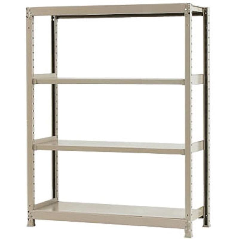 W120×D60×H150-4 軽中量棚150kg 単体 キタジマ アイボリー色 スチール