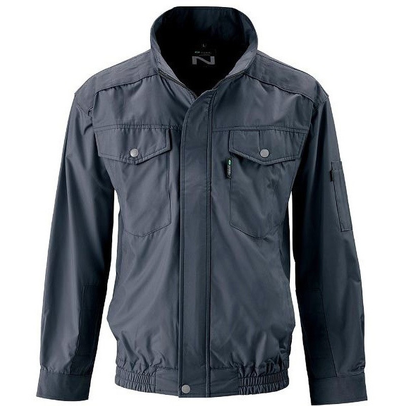 NSP 空調服&スターターキット メンズ ブラック×グレー SIZE:2L NA-1111/チャコールグレー/2L+SK23011K90 Nクールウェア 腰ファン(長袖
