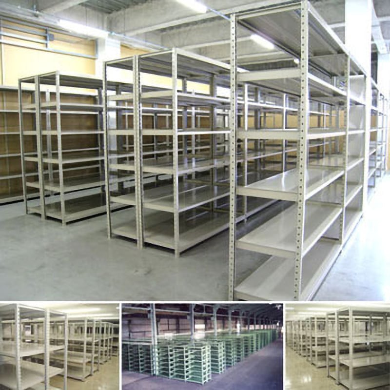 W90×D30×H90-3 軽中量棚150kg 単体 キタジマ アイボリー色 スチール 3