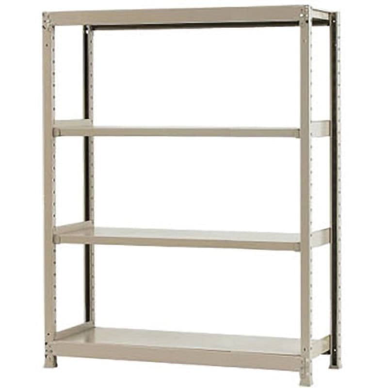 W120×D30×H150-4 軽中量棚200kg 単体 キタジマ アイボリー色 スチール 4段 高さ1500mm奥行300mm