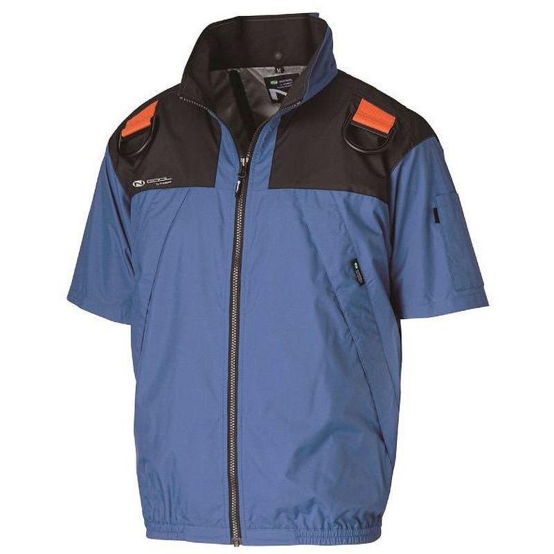 ND-1132/ブルー/L+SKSP02G Nクールウェア フルハーネス対応(半袖)+空調服(R)空調服スターターキット グレー NSP ブルー色 サイズL
