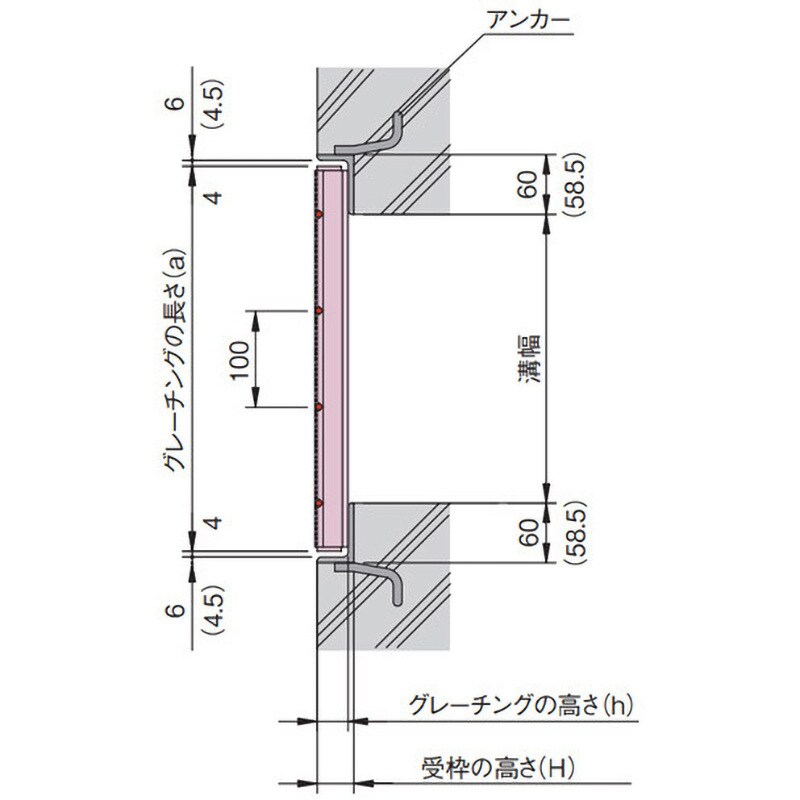VG1HA760-6 横断溝・側溝用細目スチールグレーチング 中部