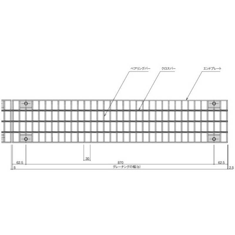 VG5BR25S-1 騒音防止 建築外構用ボルト固定式スチールグレーチング 中部コーポレーション みぞぶた 適合荷重:総質量2000kgまで 溝幅102mm長さ995mm
