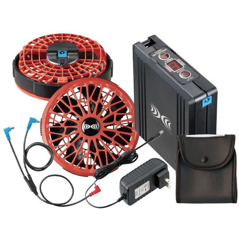 ND-1122/ブルー/2L+SK23021R70 Nクールウェア 上部ファン(半袖)+空調服