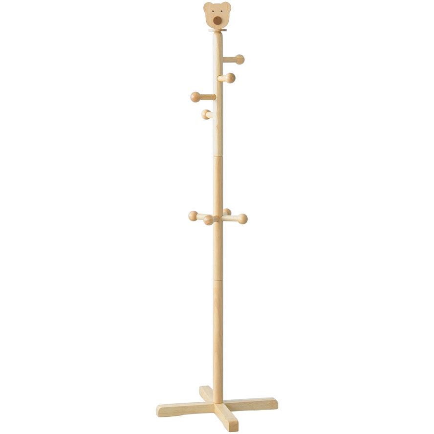 NK-4022 キッズハンガー くま 永井興産 ナチュラル色 天然木(ラバーウッド)・繊維板