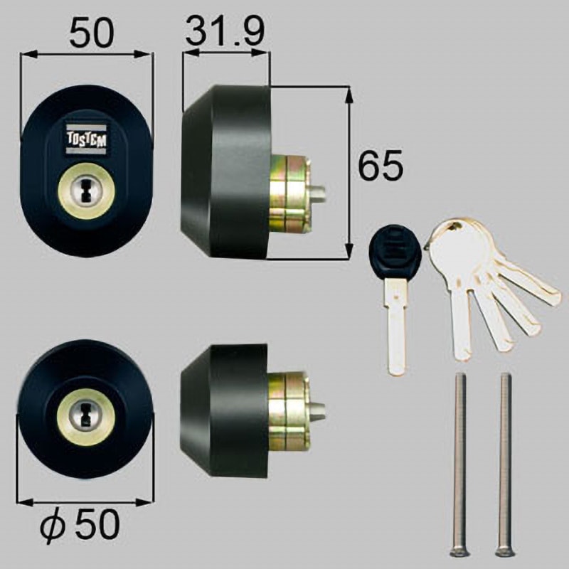 D3XZ2001 ドア錠セット(ユーシン Wシリンダー) TOSTEM(LIXIL) ブラック色   D3XZ2001
