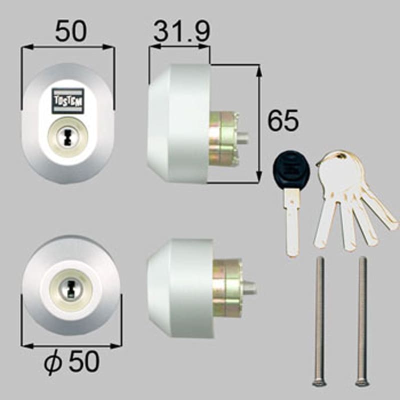 D5GZ2021 ドア錠セット(ユーシン Wシリンダー) TOSTEM(LIXIL) グレー色   D5GZ2021