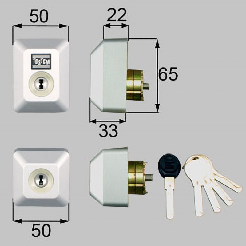DDZZ2013 ドア錠セット(ユーシン Wシリンダー) TOSTEM(LIXIL) グレー色   DDZZ2013