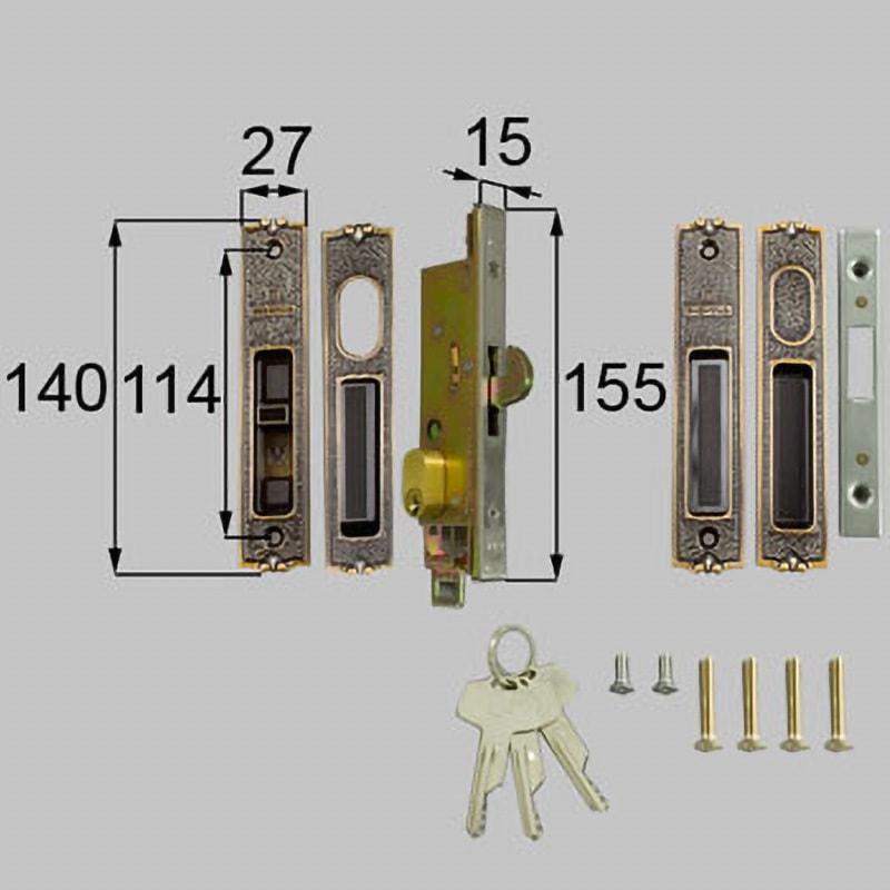 L2Y10 引戸合掌錠セット(WEST ピンシリンダー) TOSTEM(LIXIL) ブロンズ色