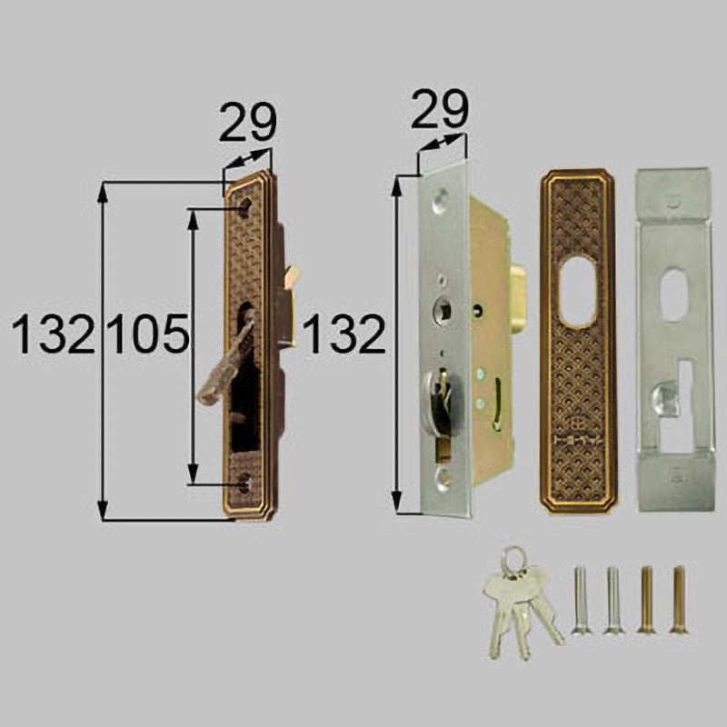 L2Y11 引戸召合せ内外錠セット(WEST ピンシリンダー) 1セット LIXIL