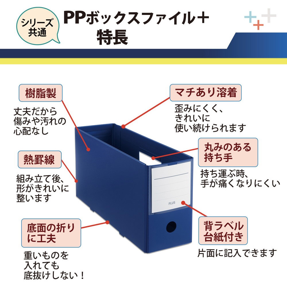 Fl 125bf H ファイルボックス Pp製 ヨコ ハーフ ボックスファイル プラス 文具 材質 40 再生ポリプロピレン Pp ネイビー 1冊 通販モノタロウ