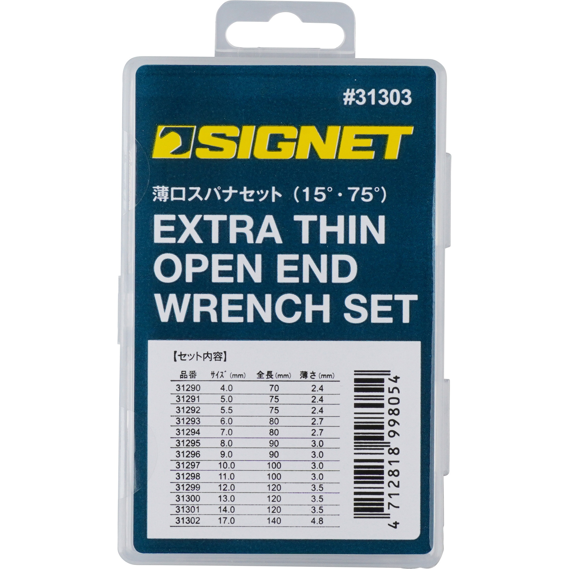 31303 薄口スパナセット 1セット SIGNET(シグネット) 【通販モノタロウ】