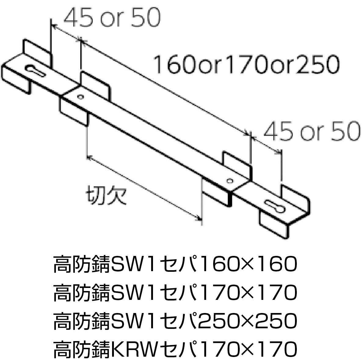 専用1 8108144 NSP型枠(45mm)高防錆SW1セパ(切欠き有り) 1束(100本