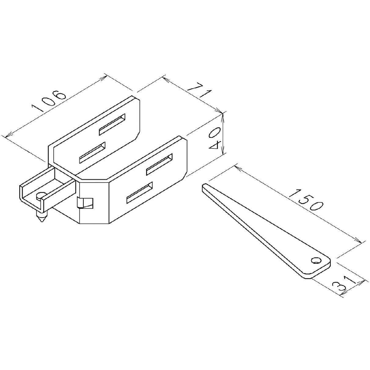 8327578 NSP型枠(45mm)縦バタ受セット NSP 幅71mm高さ40mm 1箱(50組