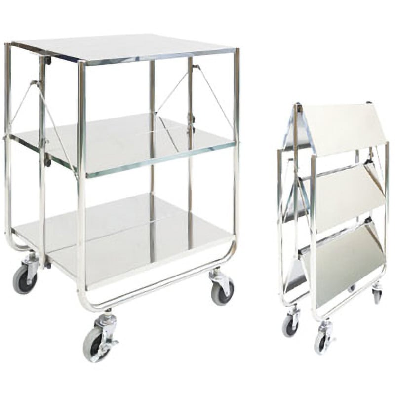 SG-55-3 折りたたみワゴン(3段) 金沢車輌 ステンレス - 【通販モノタロウ】