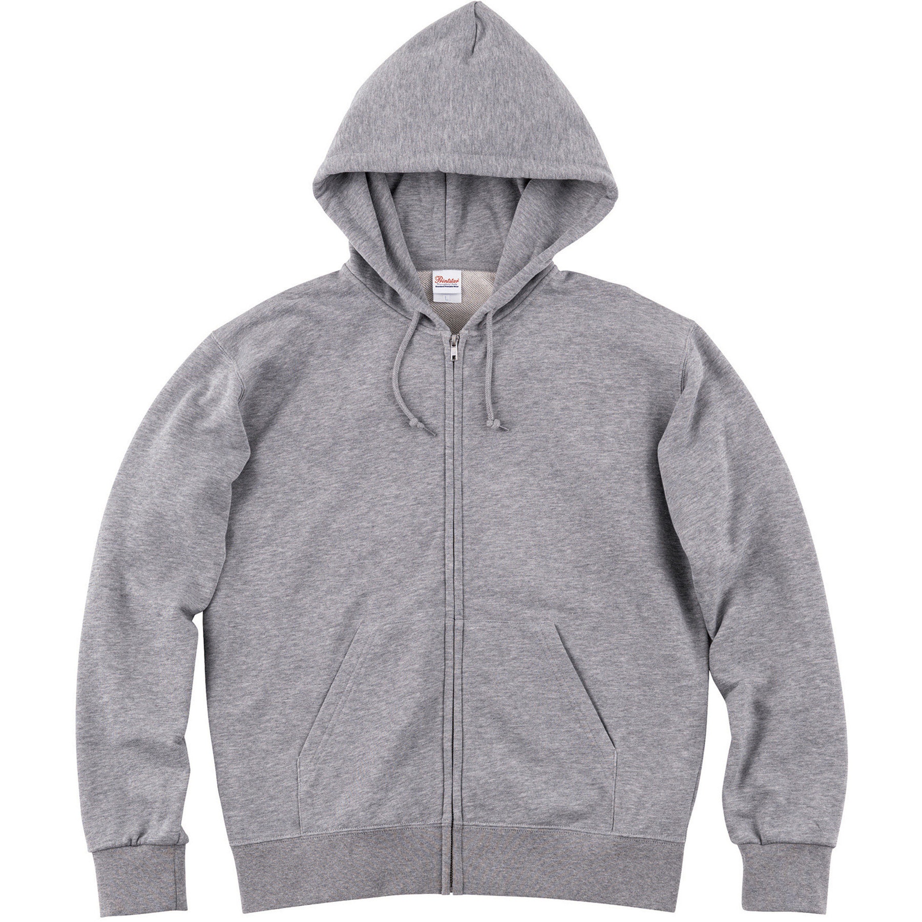 00189-NNZ 9.7オンスNNZスタンダードWフードジップパーカー Printstar(トムス) 杢グレー色 サイズ3XL袖丈63cm